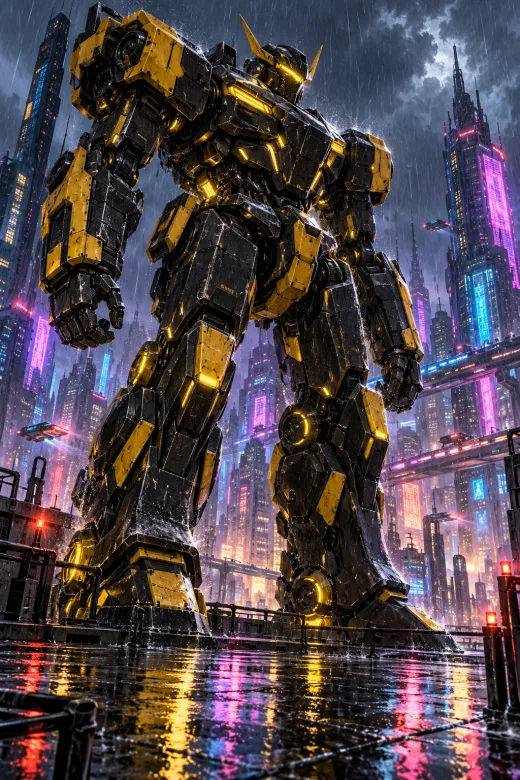 Original mech artwork on a card frame